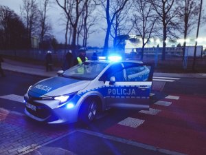 Policjanci Ruchu Drogowego podczas zabezpieczenia meczu Górnika Zabrze z Legią Warszawa