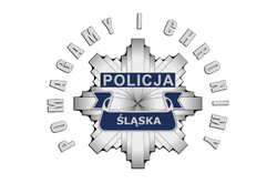 Grafika przedstawiająca policyjną gwiazdę oraz napis: Pomagamy i chronimy, Policja Śląska.