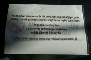 Tekst na naklejce &quot;Nigdy nie jeżdżę po alkoholu&quot;