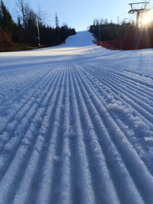 Zdjęcie przedstawia uczestników siódmych wojewódzkich mistrzostw policji w narciarstwie alpejskim