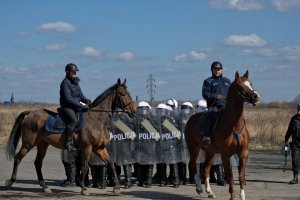 Ćwiczenia Policji Konnej i mundurowych z katowickiego oddziału prewencji